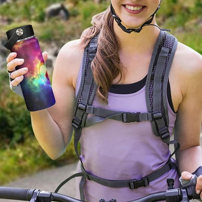 Galaxy Soccer Insulated Water Bottle Stainless Steel Leak Proof Vacuum Easy to Clean Lightweight Keeps Cold and Hot Great for Travel Hiking Biking Running,18 Oz