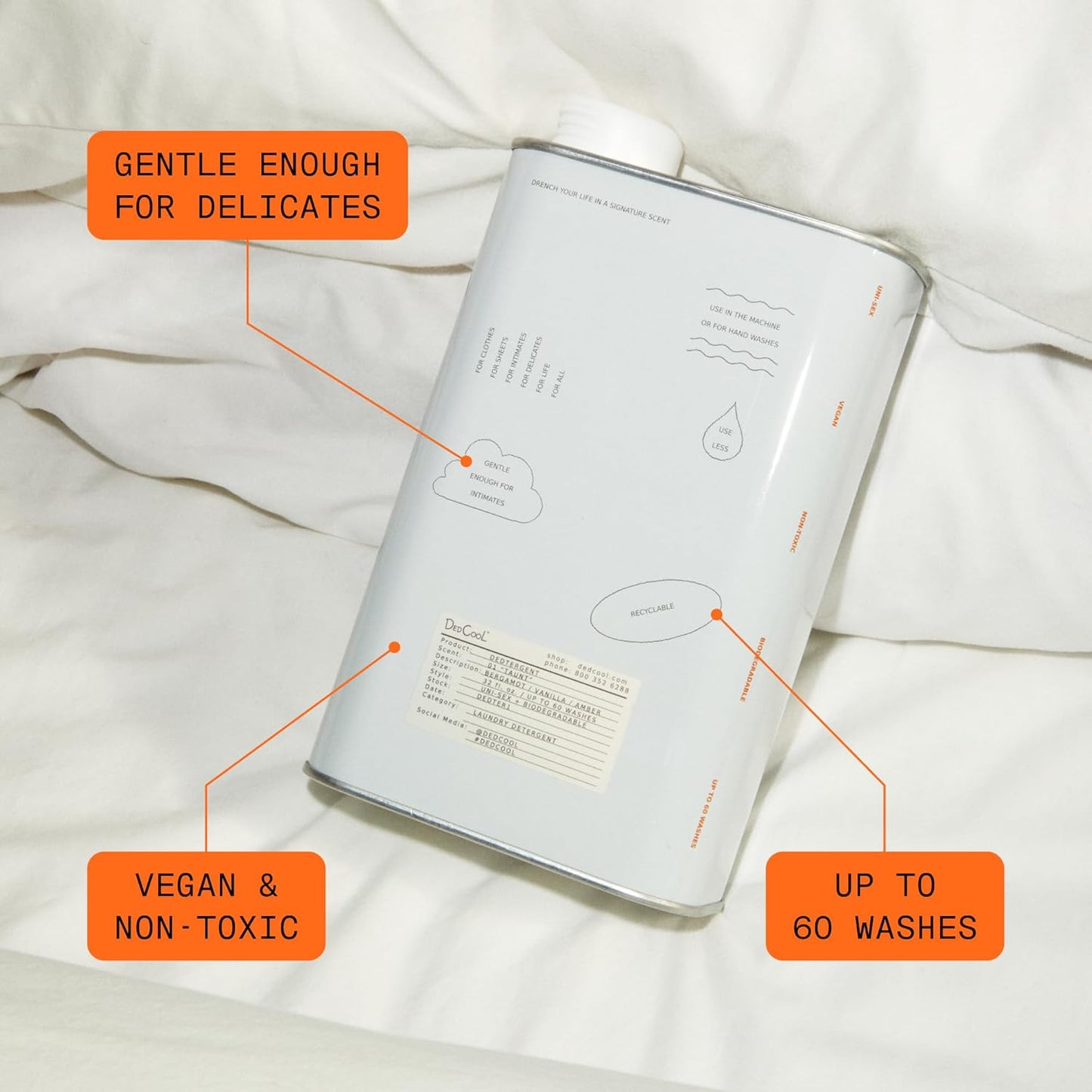 DedCool Liquid Laundry Dedtergent (Xtra Milk, 32 fl oz), Luxurious Fragrance, Scented, Removes Stains, Ideal for 60 Washes, Infused with Natural Essential Oils, Vegan, Non-Toxic, Cruelty & Dye Free