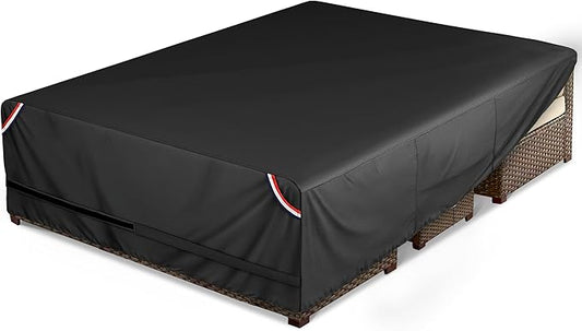 KylinLucky 126"x63" Heavy Duty Waterproof Patio Table Cover - All-Weather UV Protection Outdoor Furniture Cover with Air Vents & Adjustable Straps for Rectangular Dining Set, Black