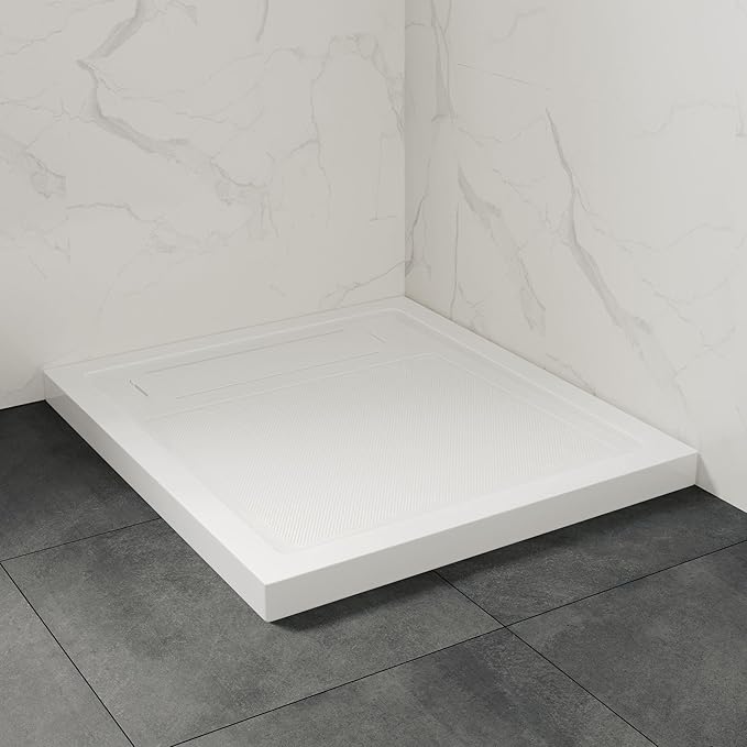 OVE Decors 32-in W x 36-in D Shower Base Pan Rectangle, Hidden Side Drain, White Acrylic, Reversible Design