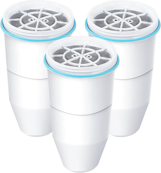 VIPHASES 3 Pack ZR-001 ZR-017 ZR-004 6-Stage Replacement Water Filters, Replacement for Pitchers and Dispensers, Advanced 0 TDS System to Removes 99.99% Lead, Chlorine, Fluoride, PFOA/PFOS