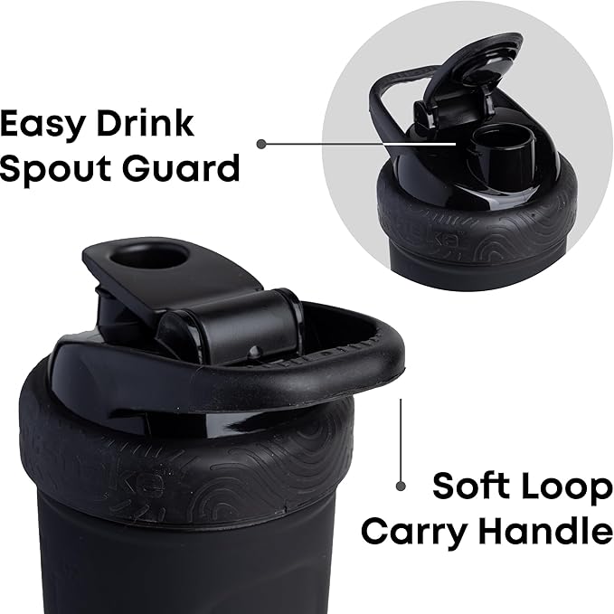 Smartshake TMNT Ninja Power Reforce Stainless Steel Protein Shaker Bottle 900 ml | 30 oz - Leakproof Screw-on Lid - BPA Free – Unisex - Non Insulated - Black