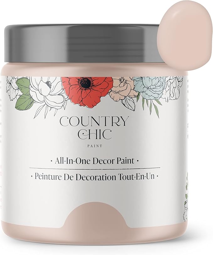 Country Chic All-in-One Chalk Paint for Furniture, Cabinets, Home Decor, Eco-Friendly, Matte Finish, Built-In Primer & Top Coat for Wood, Metal - Ooh La La (Light Pink) - 4 oz (118 ml)