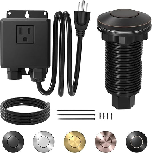 Joinfworld Garbage Disposal Air Switch Kit Waterproof Garbage Disposal Button Kit with Long Garbage Disposal Switch Oil Rubbed Bronze - UL Listed
