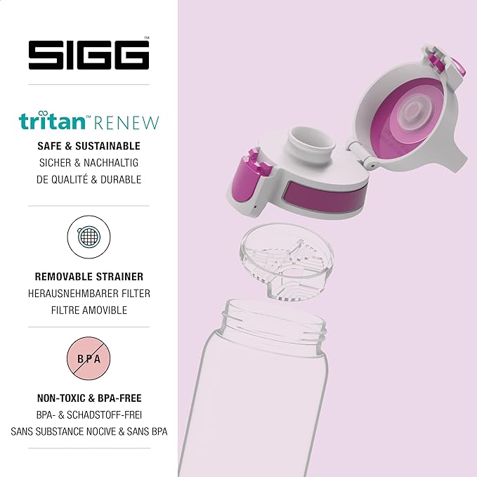 SIGG - Tritan Renew Transparent Water Bottle - Total Clear ONE MyPlanet - For Carbonated Beverages - Dishwasher Safe - With Fruit Strainer - Leakproof & Lightweight - BPA Free - 17 Oz / 25 Oz / 51 Oz