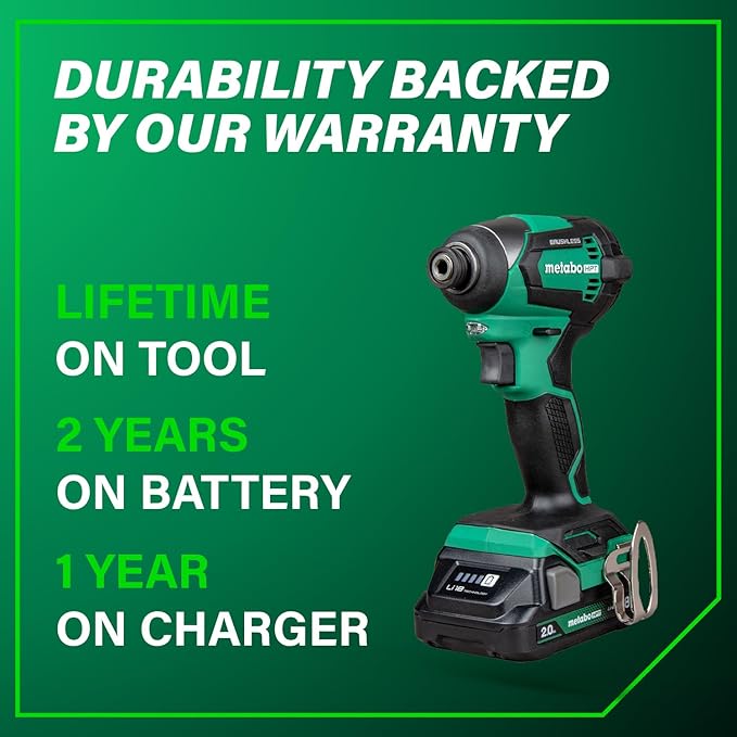 Metabo HPT 18V MultiVolt Cordless Brushless Impact Driver Kit, Compact Lightweight Impact Driver Set with 2 Lithium-Ion Metabo Batteries, Charger, 1/4-Inch Quick Change Chuck, High Torque, WH18DEX