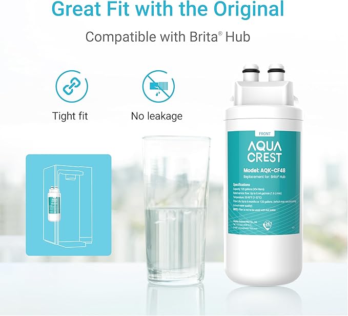 AQUA CREST Water Filter Replacement, Replacement for Brita® Hub Instant Powerful Countertop Water Filter System, 87340, 6 Months, Pack of 1