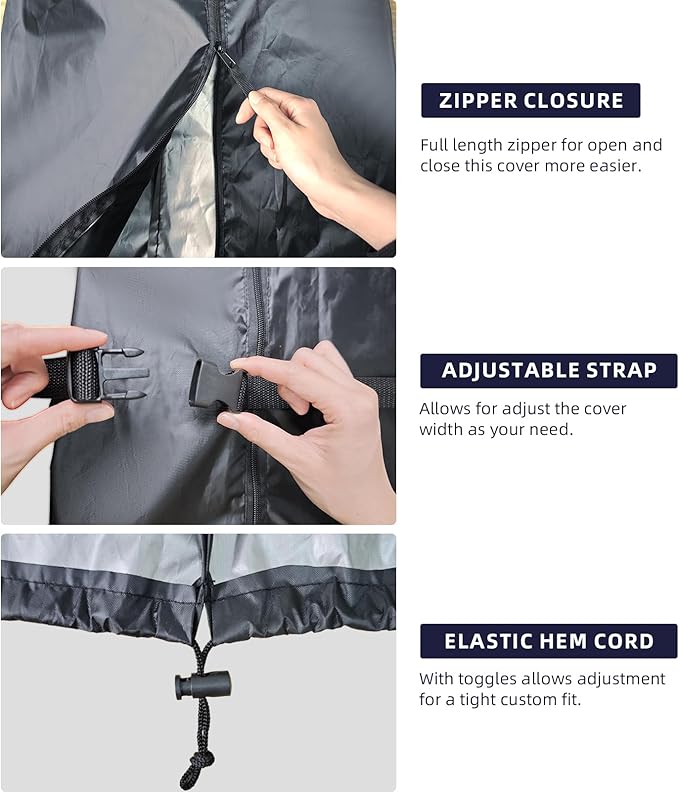 Patio Umbrella Cover,420D Waterproof Outdoor Umbrella Cover Garden Market Parasol Covers (Black, Fits Market Umbrella Up to 12 Feet DIA)