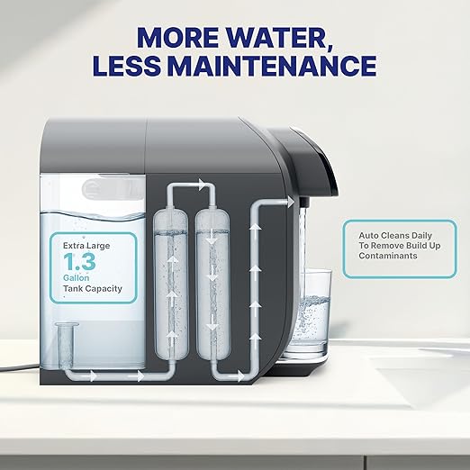 NU Aqua Countertop Reverse Osmosis System 8-Stage Water Filter with UV - Touch Display - Includes Sediment + Carbon, and RO Membrane Filters