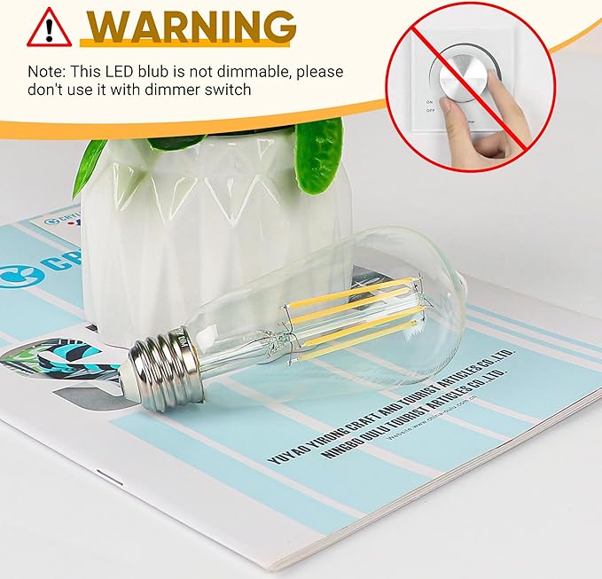 12 Pack LED Edison Light Bulbs, Vintage 6W LED Bulbs, St58 4000K Daylight Soft White, Bright LED Filament Bulbs with CRI 85+, E26 Standard Base, 900LUM, Non-Dimmable, Clear Glass