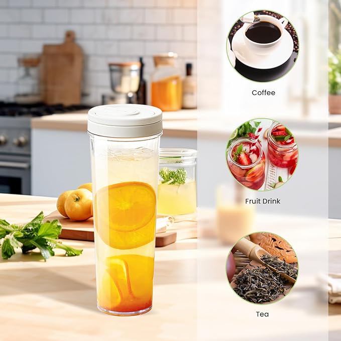 CINPIUK Coffee Infuser Water Bottle 33 oz Tea & Fruit Infuser Water Pitcher with Msh Filter Large Capacity Plastic Jug for Refreshing Iced Coffee, Tea, and Infused Beverages with Handle