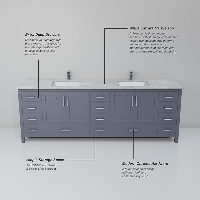 Big Sur 84 in. W X 22 in. D Dark Grey Double Bath Vanity Cabinet Without Countertop
