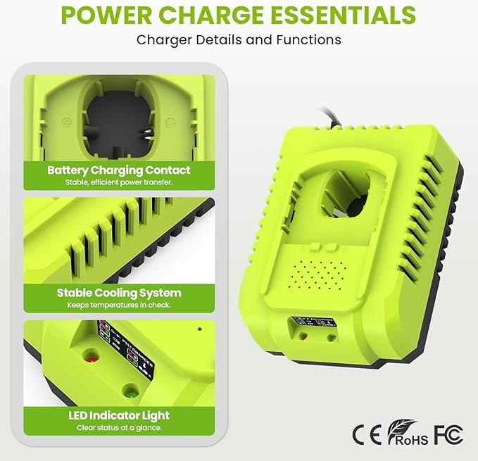 18V 4.0Ah Replacement Battery with USB and Charger Combo for Ryobi Battery Charger,Compatible with Ryobi 18 Volt Lithium-Ion ONE+ System P102 P103 P104 P105 P107 P108 P109 P190 P122 Cordless Tools