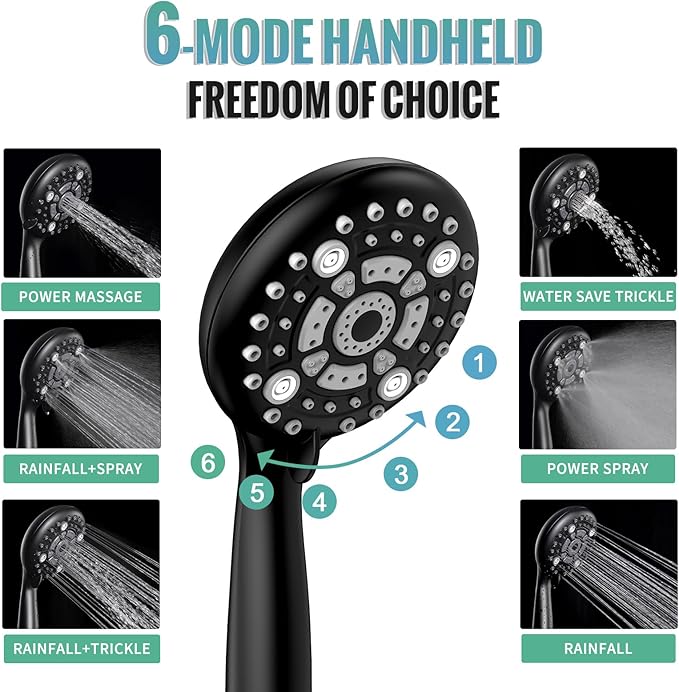 SR SUN RISE Matte Black Shower Faucet Set - 10 Inch Rain Shower Head with Adjustable Slide Bar Combo Set - Wall Mounted Rain Shower System Bathroom (Valve and Trim Kit Included)
