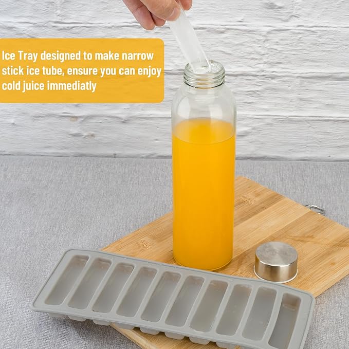 Glass Juice Bottles with Lids for Juicing 18 oz, Reusable Clear Glass Water Bottles with Stainless Steel Airtight Cap for Refrigerator, 100% Leak Proof, BPA Free, Set of 12