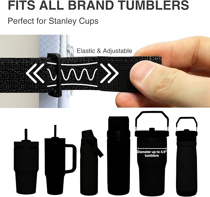 Water Bottle Pouch for Stanley Cups with 20oz 30oz 40oz Stanley Quencher Adventure & Stanley IceFlow, Gym Accessories for Women Tumbler Pouch with Strap & Zipper Cup Purse for Card Keys (White, Small)