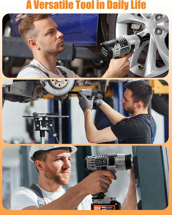 AVID POWER Impact Wrench 1/2” Drive w/Max Torque 330 ft-lbs (450N.m), 20V Cordless Impact Wrench w/ 3.0A Li-ion Battery, 4Pcs Drive Impact Sockets, Fast Charger, Tool Bag (Grey)