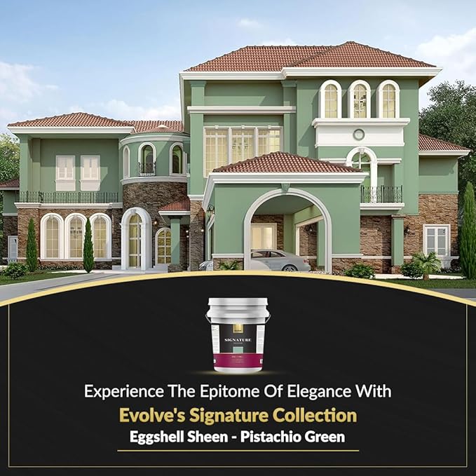 EVOLVE Signature Paint & Primer: Luxury Paint & Primer for Indoor & Outdoor Surfaces, Minimal Odor, Eggshell Sheen (Pistachio Green, 5 Gallon)