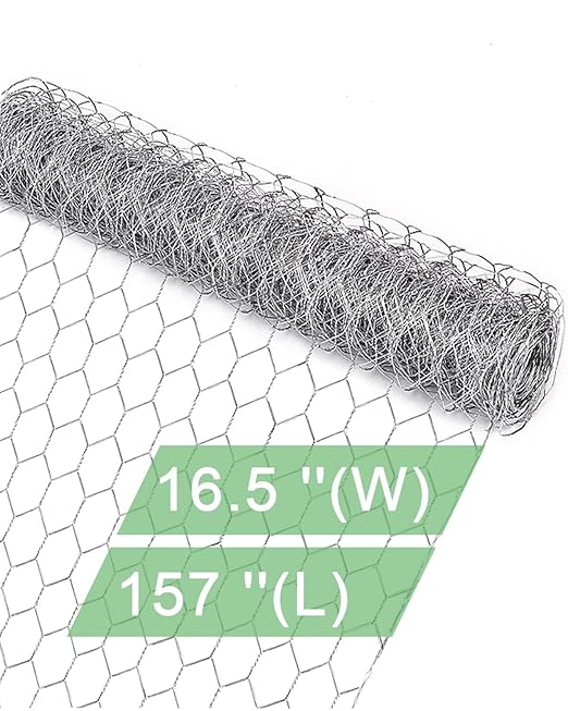 vensovo Galvanized Chicken Wire Mesh - Garden Animal Barrier Fence, 0.8 inch Mesh Fence for Pet,Rabbit,Poultry(16.5"×315")