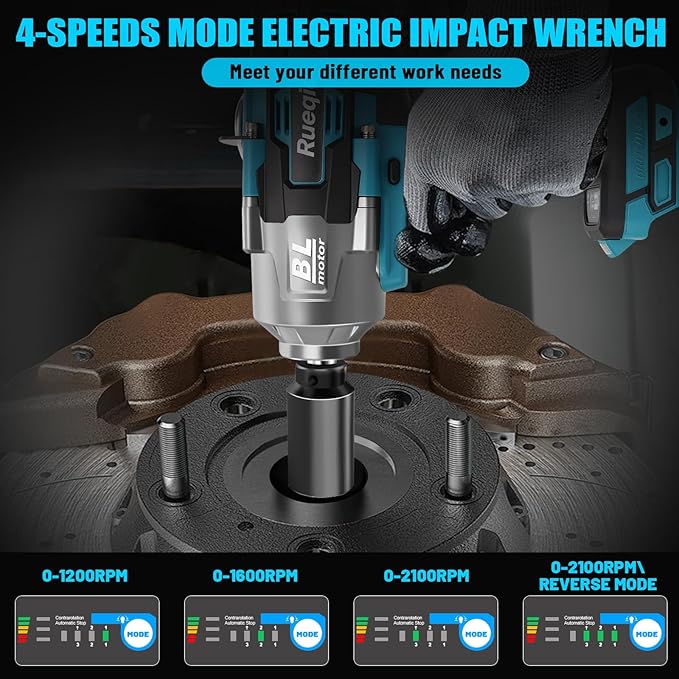 Cordless Impact Wrench 1/2" for Makita 18V Battery, Impact Wrench 1500FT-LBS(2000N.m) High Torque Brushless Electric Impact, with 4 Modes Power Impact Driver for Car, Truck, Mower (No Battery)