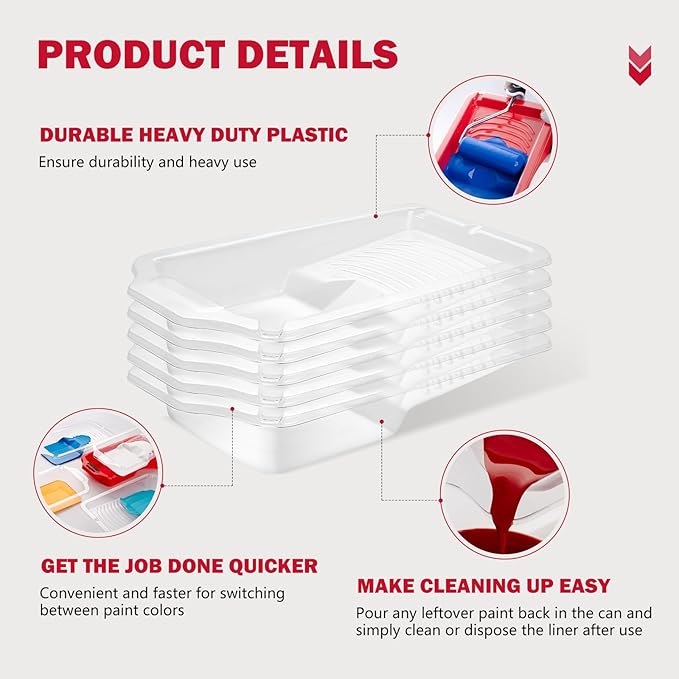 Mister Rui Paint Tray Set, 4 Inch Paint Tray and Liners-6 Pack, Sturdy Plastic Paint Tray with 5 Tray Liners, Paint Pan Liners, Small Paint Trays for Painting