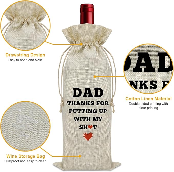 Sazuwu Dad Birthday Gifts from Daughter Wine Bag Thank You Dad Gifts from Son Fathers Day Gift for Dad Wine Bottle Storage Bag Wedding Gifts for Dad from Bride Wine Accessories Gifts for Wine Lovers