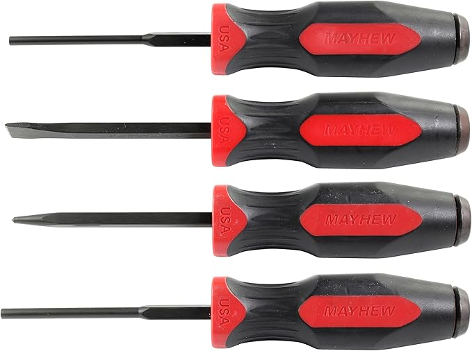 Mayhew Tools 14050 Punch and Chisel Set, 4-Piece Demo Tool Set, Black Oxide Finish