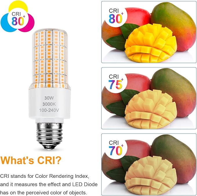 Led Light Bulb Equivalent 250w 2pcs Super Bright Led Bulbs, 3750 Lumen 3000k Warm Daylight White 30w Waterproof Led Corn Light Bulb E26/E27 Medium Base Light Bulb for Outdoor Indoor Garage Backyard