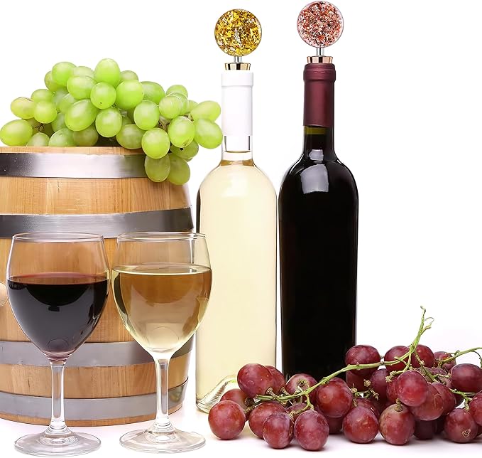 LIZIMANDU Wine Bottle Stoppers,Stainless Steel Wine Stoppers For Gifts, Bar, Holiday Party, Wedding(3-Bling)