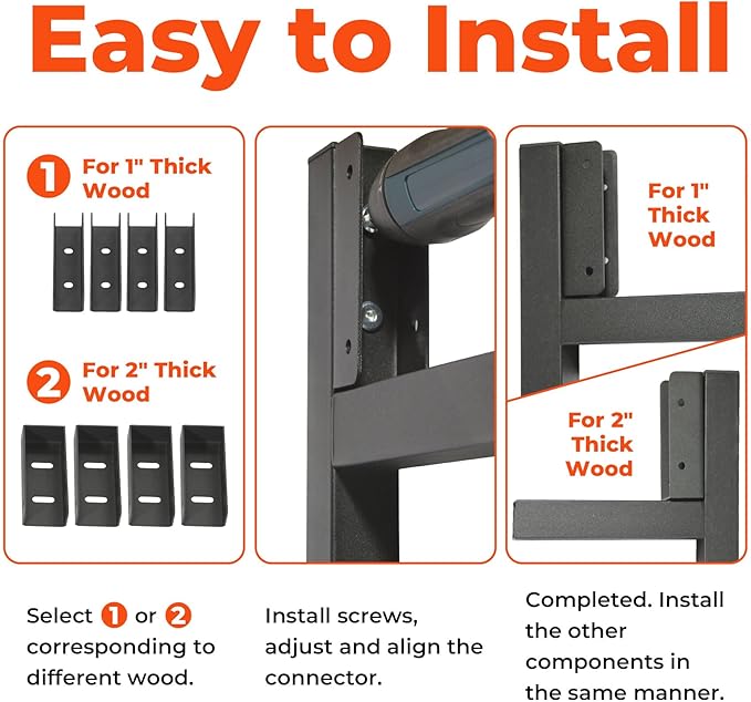 Heavy Duty Fence Gate Kit 36"-72" Adjustable DIY Wood Gate Building Kit, Fits 1"x4" & 2"x4" Wood for 4-5 ft Gates