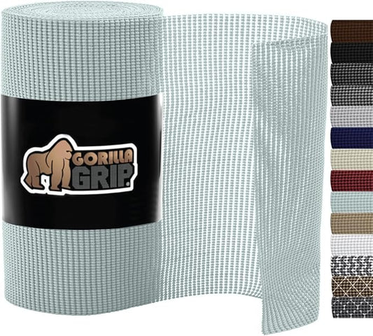Gorilla Grip powerGRIP Drawer Shelf and Cabinet Liner, Thick Strong Hold, Non-Adhesive Liners Protect Kitchen Cabinets and Cupboard, Bathroom Drawers, Easy Install, Breathable Mat, 17.5" x20' Spa Blue