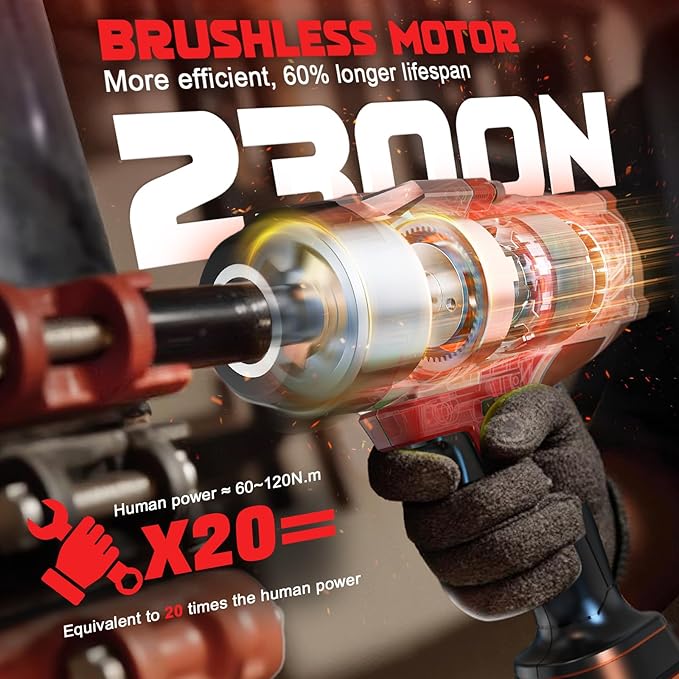 Cordless Impact Wrench 1/2 inch Compatible with Milwaukee 18v Battery, 1700 Ft-lbs High Torque Impact Driver, Brushless Electric Impact Gun with 4 Modes & LED Light for Car, Truck, Mower(Bare Tool)