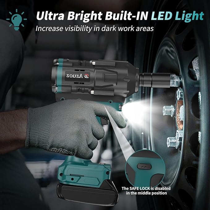 Cordless Impact Wrench 1/2 For Makita 18V Battery,1500Nm/1106FT-LBS Brushless Impact Driver,4-Speed Impact Drill Gun Tool 2100 RPM High Torque With 5 Sockets for Automotive/Motorcycle Repair, DIY