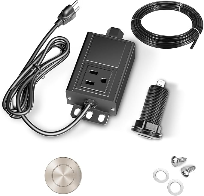 Garbage Disposal Air Switch Kit, Garbage Disposal Button, Kitchen Garbage Disposal Switch Button, Sink Top Waste Disposer On/Off (Brushed Stainless Steel)