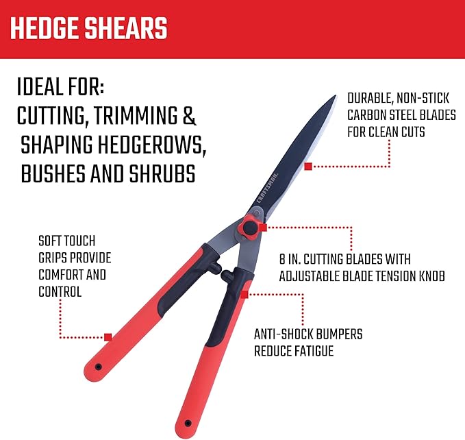 CRAFTSMAN 4-Piece Pruning Tools Set with Bypass Pruner, Bypass Lopper, Wavy Blade Hedge Shears & Swivel Blade Grass Shears