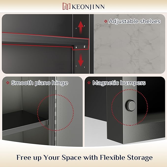 Keonjinn 30 x 32 Inch Silver Bathroom Medicine Cabinets with Mirror Aluminum Alloy Frame with Beveled Edges Recessed or Surface Wall-Mounted Metal Framed Medicine Cabinet for Bathroom Vanity
