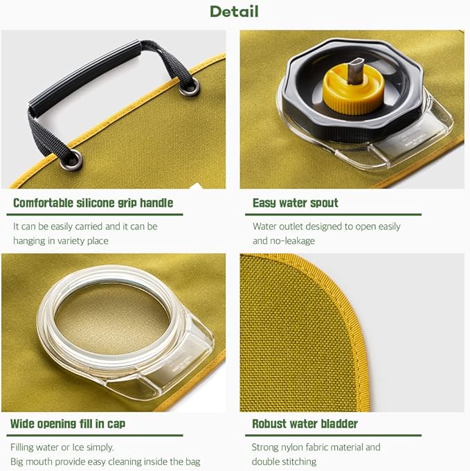 Camping Water Bag, Collapsible Militeries material Water Bladder, Outdoor Traveling Camping Water Storage, Wide Mouth, Washable Reusable BPA Free (0.8Gallon/3L) (WATER NAVY)