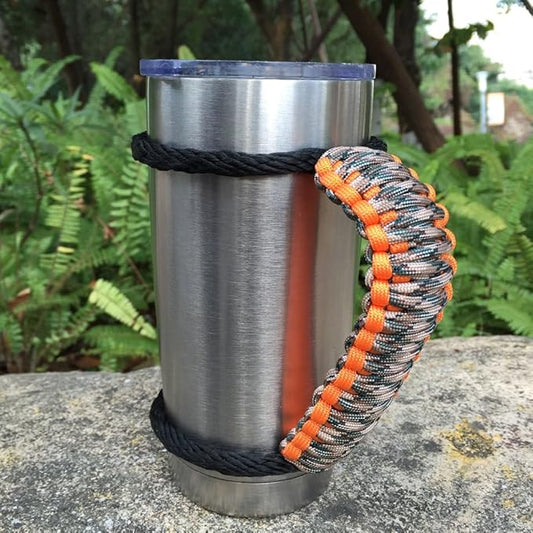 Handmade Paracord Handle for Yeti/Rtic/Ozark Trail Rambler 20 Oz Tumbler. Orange/Forest Green