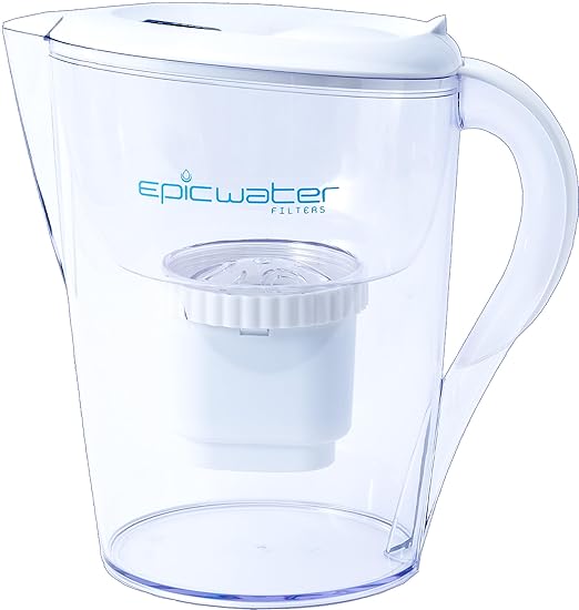Epic Water Filters PFAS Forever Chemicals Filter Pitcher for Drinking Water, 10 Cup 150 Gallon Filter, Tritan BPA Free, Removes PFAS, PFOA, PFOS (White)