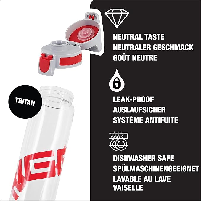 SIGG - Tritan Renew Transparent Water Bottle - Total Clear ONE MyPlanet - For Carbonated Beverages - Dishwasher Safe - With Fruit Strainer - Leakproof & Lightweight - BPA Free - 17 Oz / 25 Oz / 51 Oz