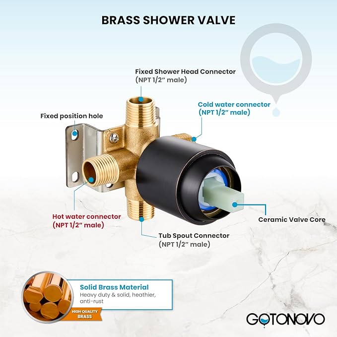 gotonovo Tub Shower Faucet Set Shower Head and Handle Set 6 Modes 6 inch Bathroom Trim Kit with Tub Spout High Pressure Shower System Combo with Valve Round Showerhead Oil Rubbed Bronze