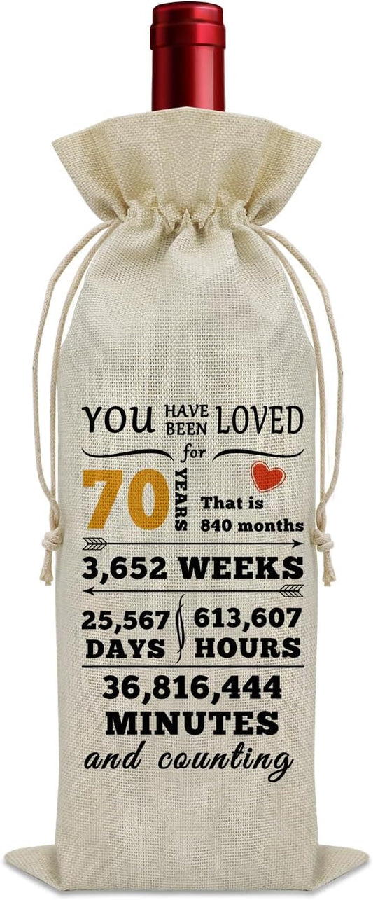 Sazuwu Happy 70th Birthday Gifts for Women Wine Bag 70 Year Old Birthday Gifts for Men Wine Bottle Storage Bag Funny Turning 70 Gifts Born in 1954 Gifts Wine Accessories Gifts for Wine Lovers