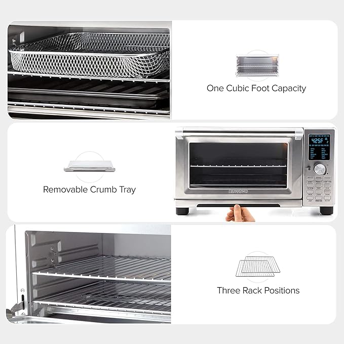 Nuwave Bravo Convection Toaster Ovens Air Fryer Combo with 30QT Large Capacity For A Whole Chicken and 13" Pizza. Multi-Layer Cooking, Probe Feature, 100+ Presets One-Touch Smart Control Countertop