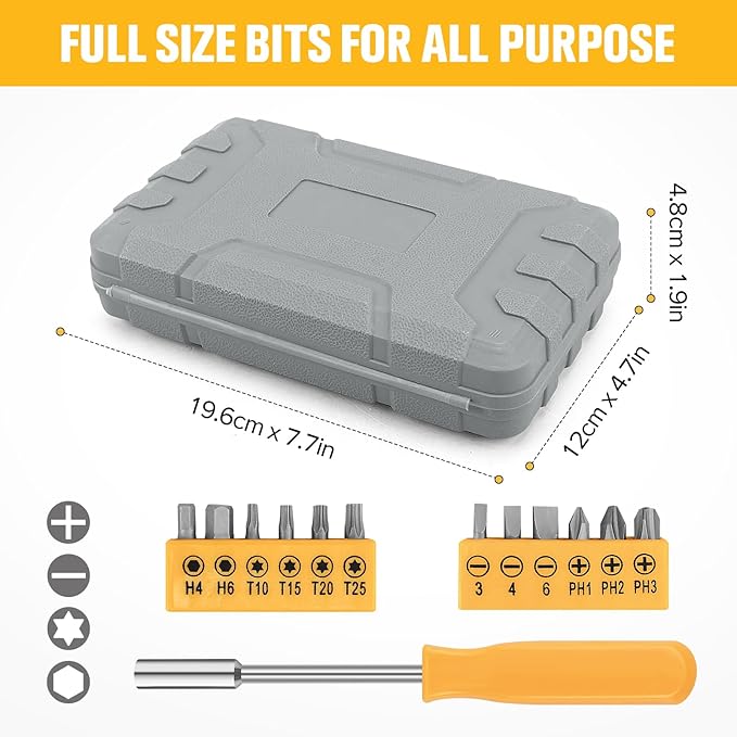 24 Piece Small Tool Kit for Men and Women, Mini Hand Tool Set with Storage Box for Home, DIY, Office, Garage(Yellow)