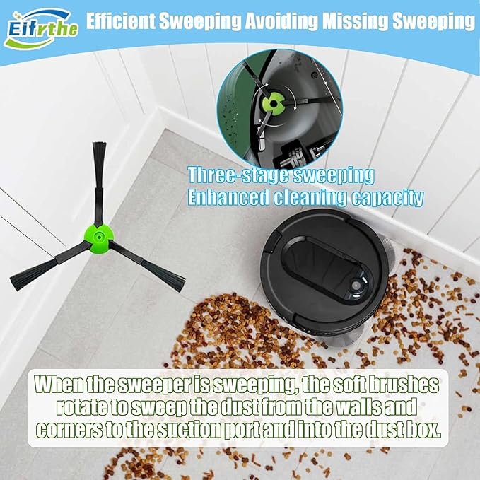 32 Pack Replacement Parts Kit Compatible with iRobot Roomba Combo j7+ Plus, Combo j9+,Combo 10 Max Vacuum, Includes 2 set Roller Brushes, 6 Mop Pads, 6 HEPA Filters, 8 Side Brushes, 6 Dust Bags