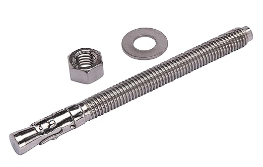 Bolt Dropper 1/2" X 6" Wedge Anchor (5pc), 18-8 Stainless Steel Corrosion Resistant Commercial Grade Washers and Nuts Included Choose Size