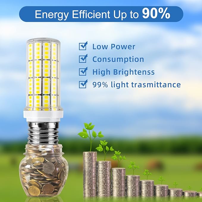 LED Corn Light Bulb 200w Equivalent 2500 Lumen 5000K Cool Daylight White 20W E26/E27 Base Ceiling Fan Led Light Bulb for Home Garage Warehouse Indoor Outdoor Led Corn Bulb Pack of 4