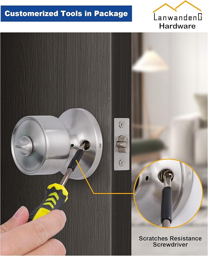 Lanwandeng 3 Sets Keyed Alike Entry Door Knobs and Single Cylinder Deadbolt Lock Combo Set Security for Entrance and Front Door, All Keyed Same Door Lock with Classic Satin Nickel Finish