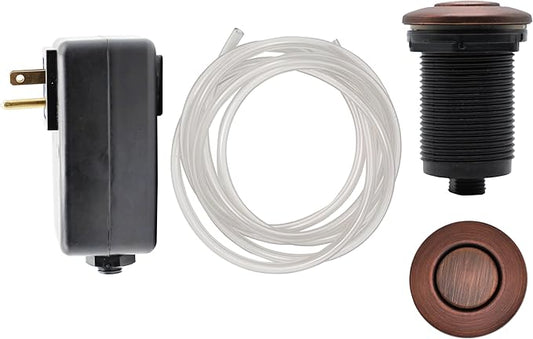 Disposal Air Switch Kit for Garbage Disposal Hands-Free On/Off Control UL Approved Includes 6' Air Tube 1-3/8" Air Button Safe & Convenient for Kitchen No Wiring Needed (Bronze)