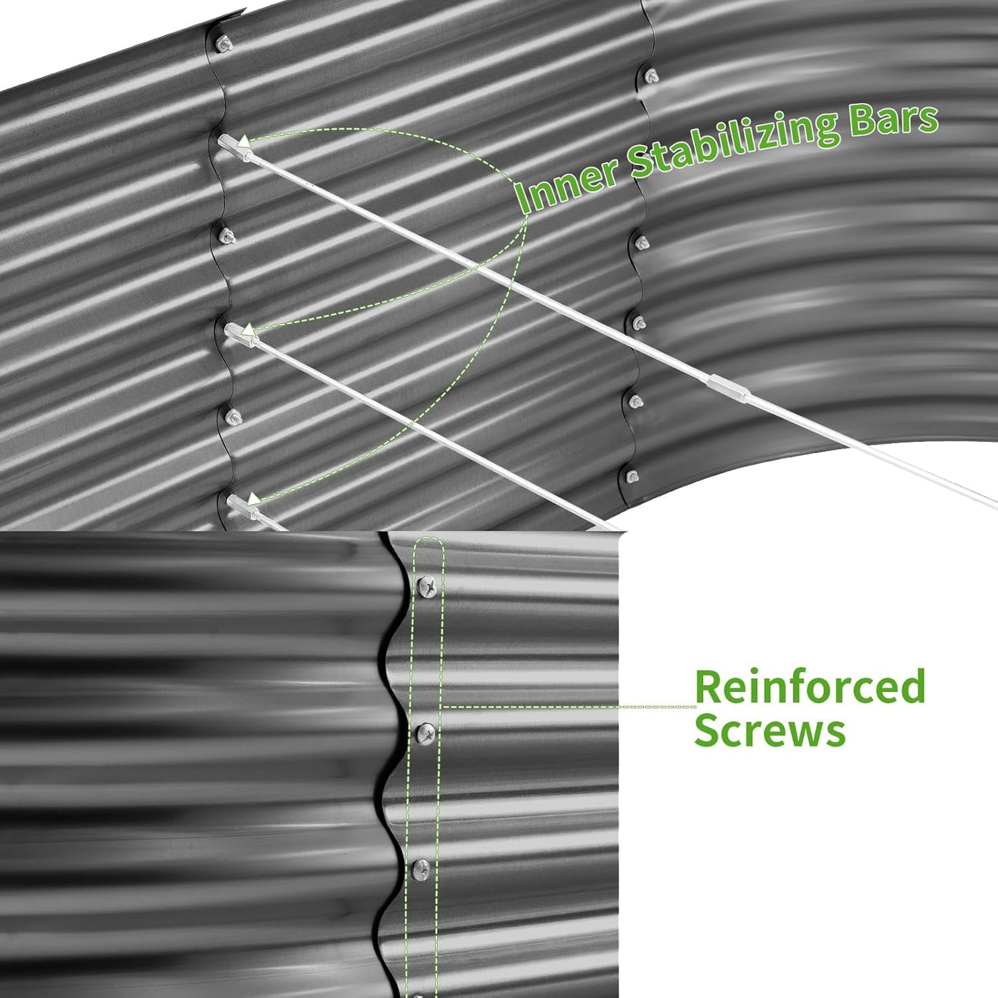 Land Guard 8x4x3ft Oval Galvanized Raised Garden Beds, Large-Capacity Metal Planter Box Outdoor, Durable Deep Raised Garden Bed 3ft Tall, Raised Beds for Gardening Vegetables, Modern Gray